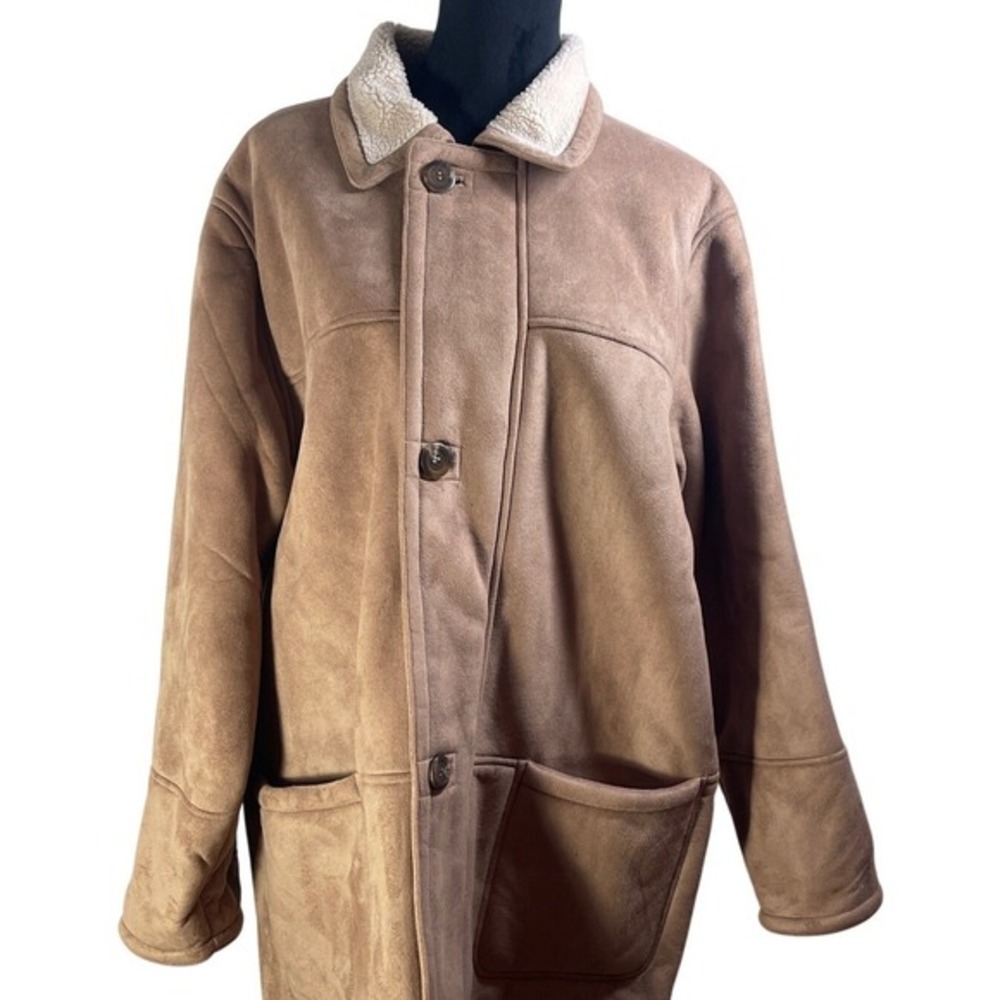 UTEX DESIGN Mens L Brown‎ Suede Sherpa Lined Trucker Jacket Coat Marlboro man
